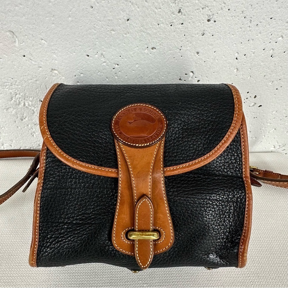 Vintage Dooney & Bourke Black & Brown Square Duck Crossbody Bag Purse